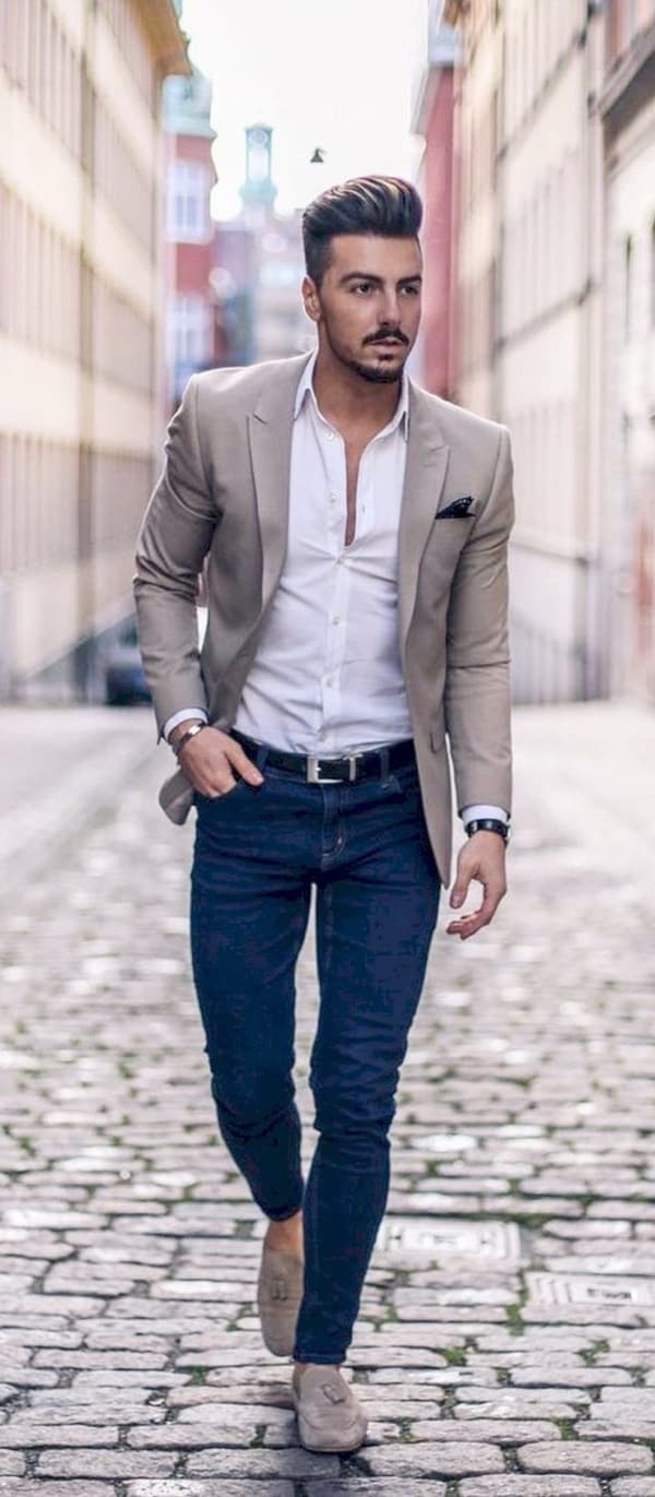 30+ Blue Jeans And White Shirt Outfits Ideas For Men | Fashion Hombre