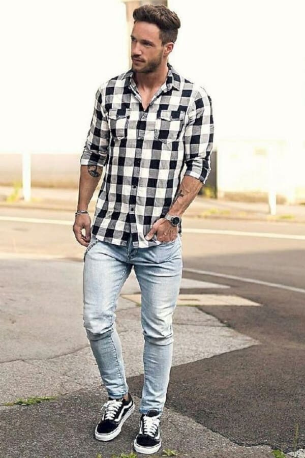 light blue jeans outfit men