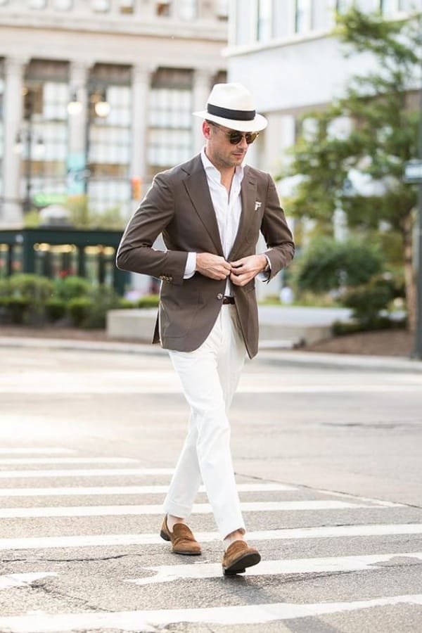 New Latest White Linen Shirt Trouser With Contrast Jacket