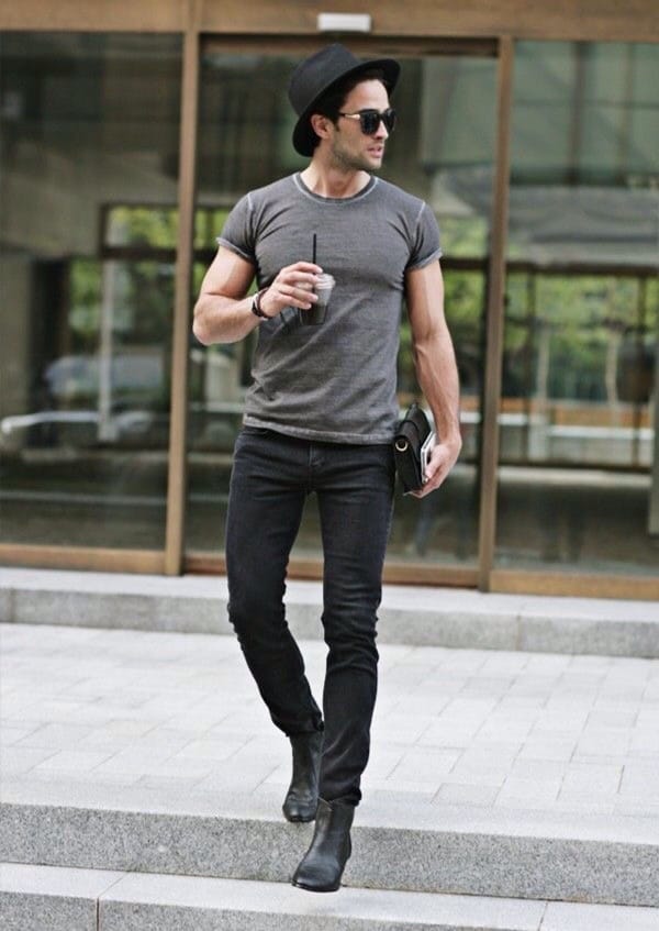 mens gray shirt outfit