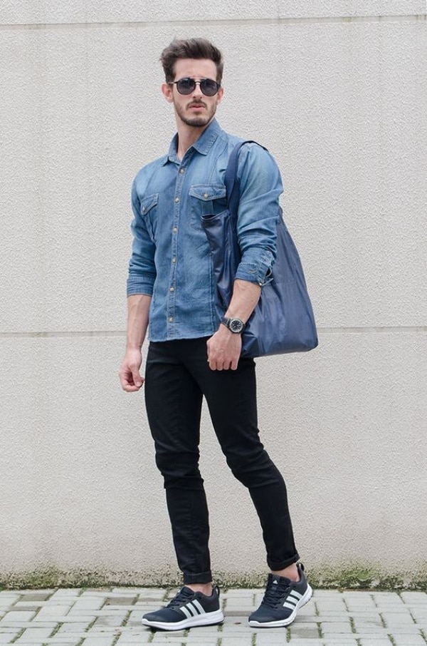 Black Denim Shirt with Charcoal Pants Outfits For Men In Their 30s (3 ideas  & outfits) | Lookastic