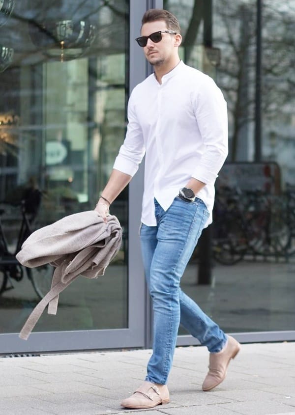 blue denim jeans with white shirt