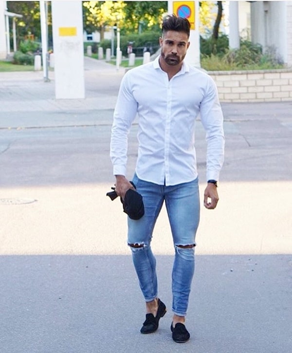 Collection 105+ Pictures White Shirt And Blue Jeans Male Stunning