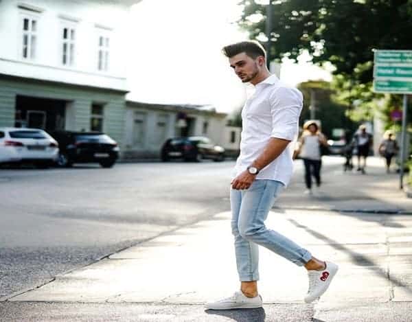 white jeans with shirt