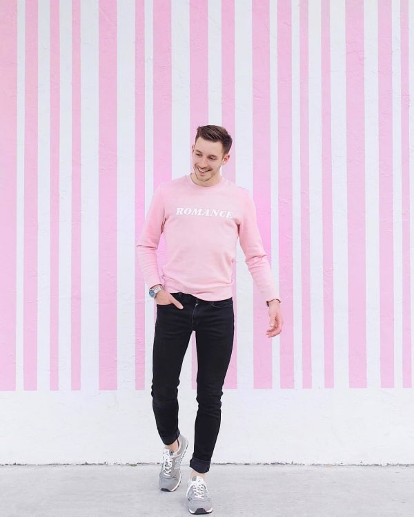 black and pink outfits for guys