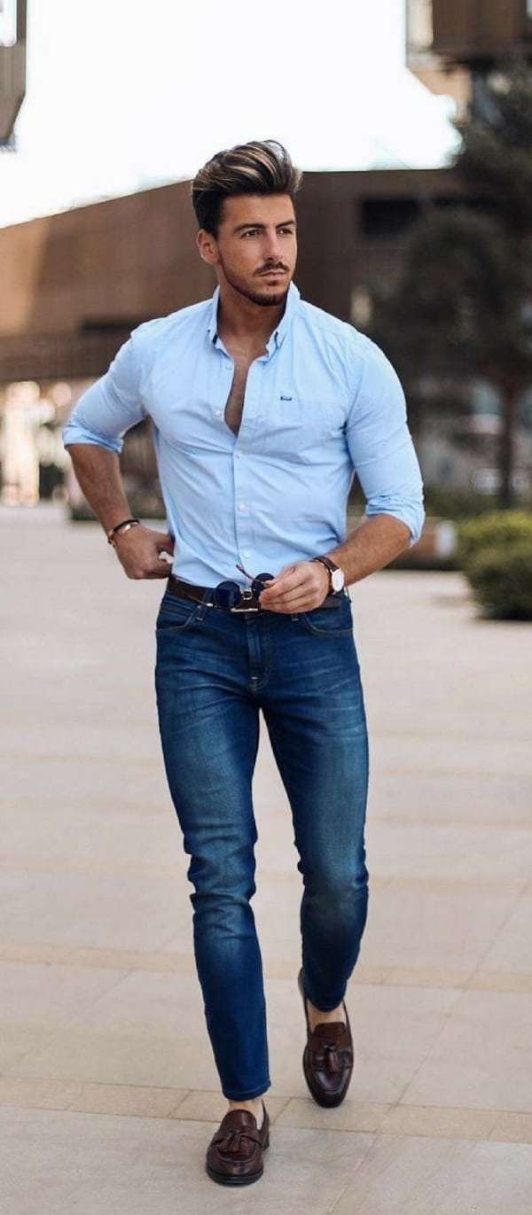 formal attire with jeans
