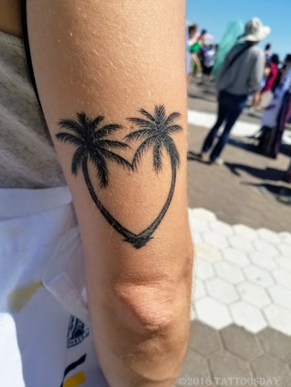 Palm tree tattoo on the inner arm