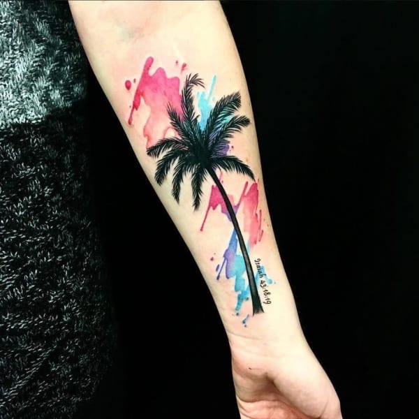 Blackwork Palm Tree tattoo women at theYoucom